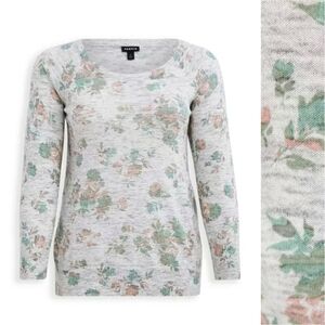 🌿 Torrid Floral Raglan Scoop Neck Sweater NWT Size 3X 22/24 Gray Pullover